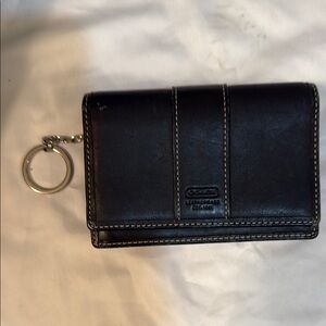 Black Leather Wallet with Keychain